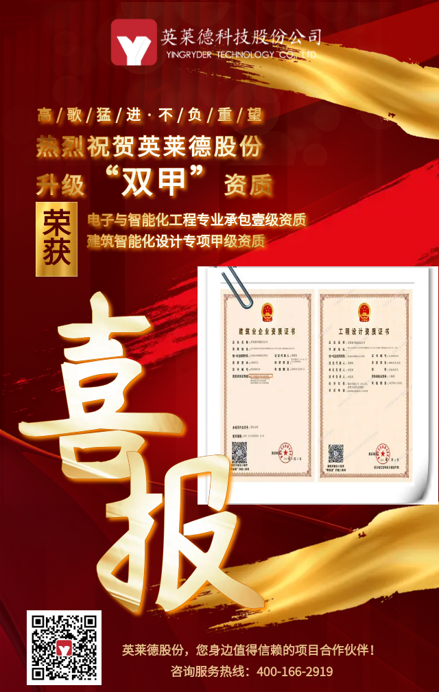 热烈祝贺英莱德股份升级“双甲”资质
