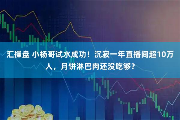 汇操盘 小杨哥试水成功！沉寂一年直播间超10万人，月饼淋巴肉还没吃够？