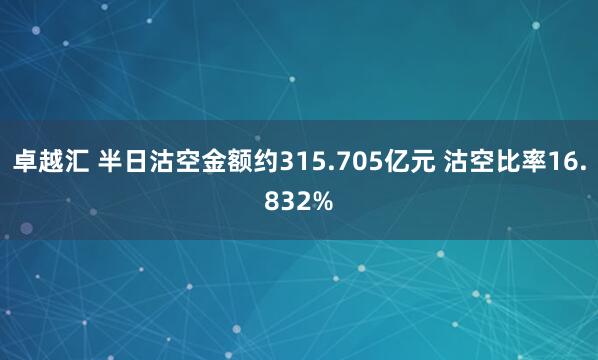 卓越汇 半日沽空金额约315.705亿元 沽空比率16.832%